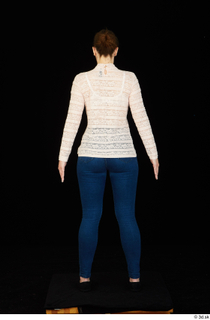 Ellie Springlare black sneakers blue jeans dressed long sleeve shirt pink turtleneck standing whole body 0005.jpg